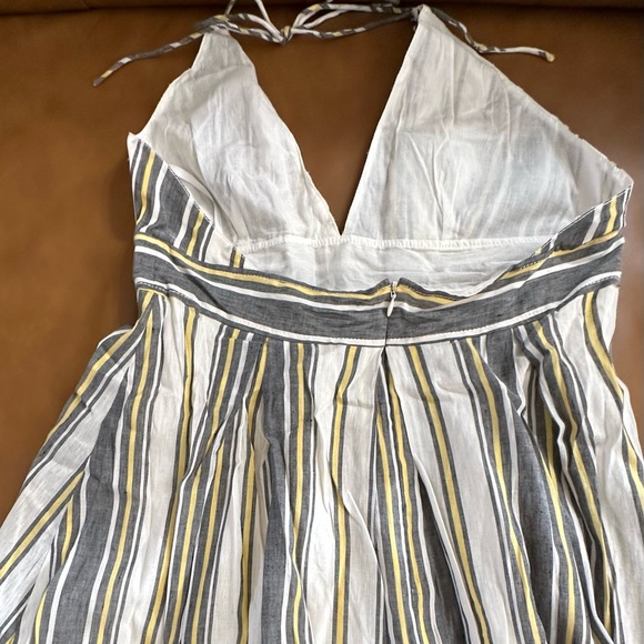 J Crew Sylvan Halter Dress Backless Striped Ruffles Linen cotton size 14… - Picture 7 of 16